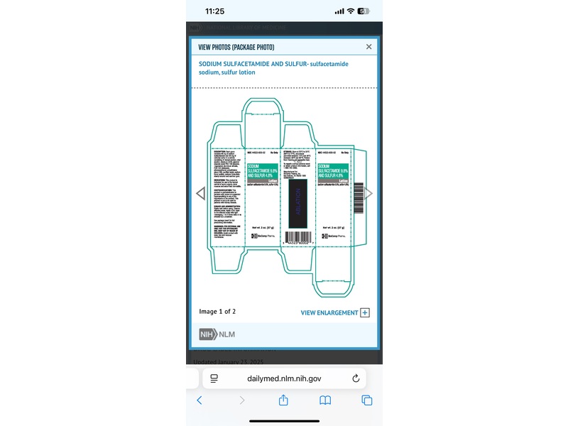 Sodium Sulfacetamide and Sulfur Lotion 9.8% / 4.8%, 2 oz/57 g, BioComp Pharma (Rx)