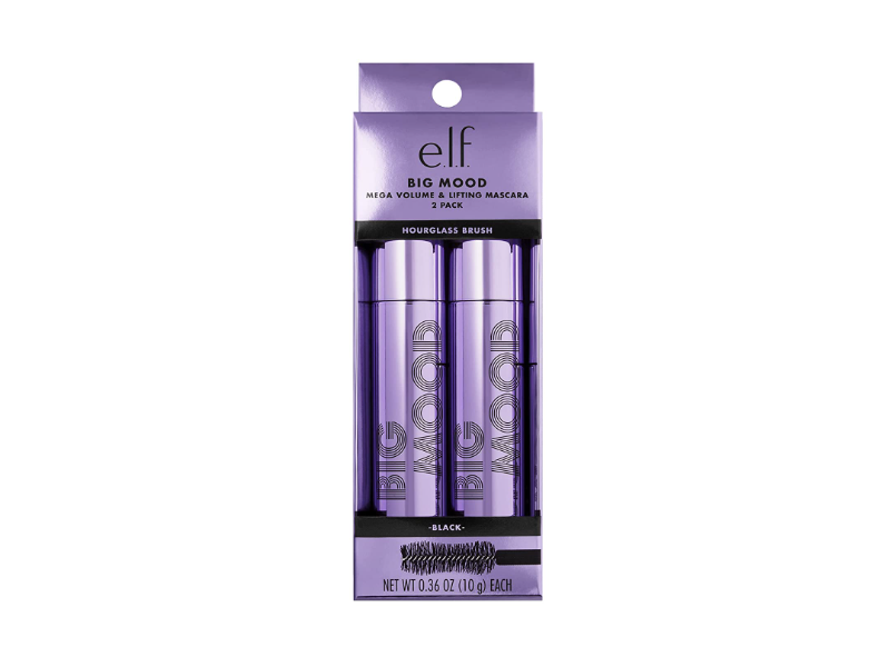 Elf Big Mood Mega Volume Mascara, Black, 0.36 fl oz/10 g, 2 Count