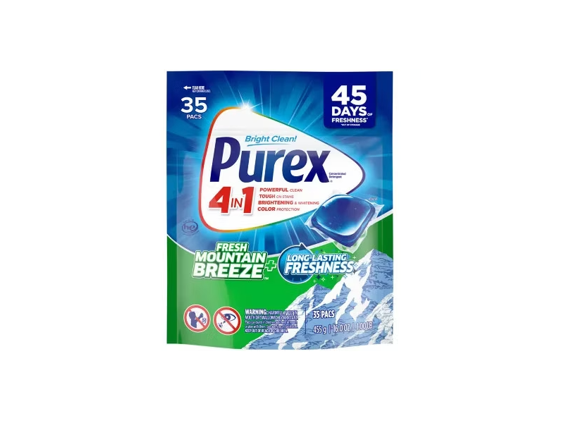 Purex 4 In 1 Laundry Detergent Pacs, Fresh Mountain Breeze, 16 oz/455 g, 35 Count
