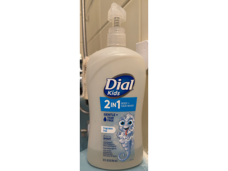 Dial kids 2 In 1 Body + Hair Wash, Fragrance Free, 32 fl oz/946 mL