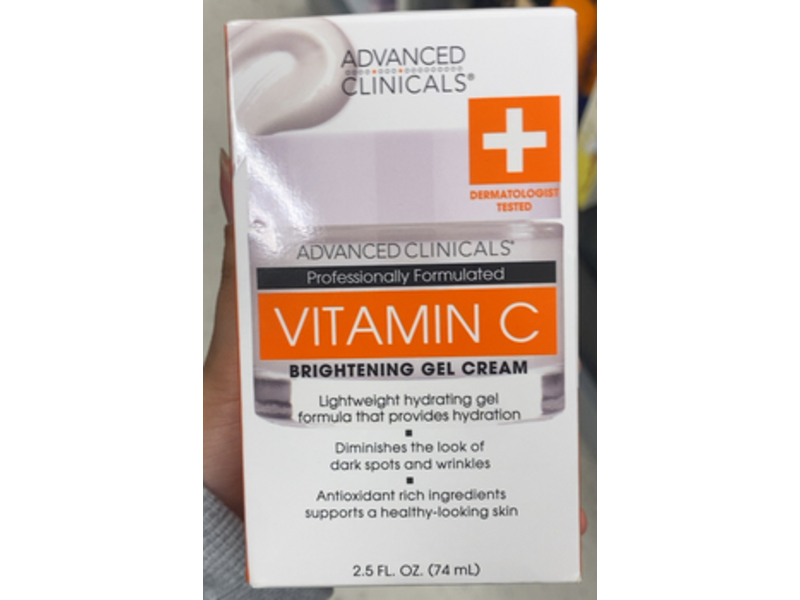 Advanced Clinicals Brightening Gel Cream, Vitamin C, 2.5 fl oz/74 mL