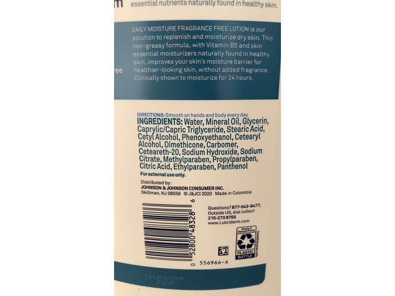 Lubriderm Daily Moisture Body Lotion, Normal To Dry Skin, 24 fl oz/709 mL