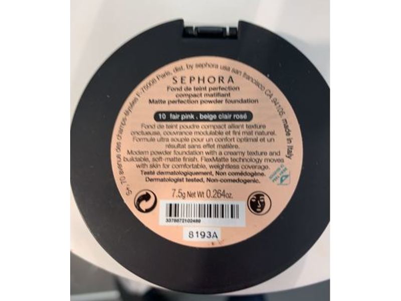 Sephora Collection Matte Perfection Powder Foundation, 10 Fair Pink, 0.264 oz/7.5 g