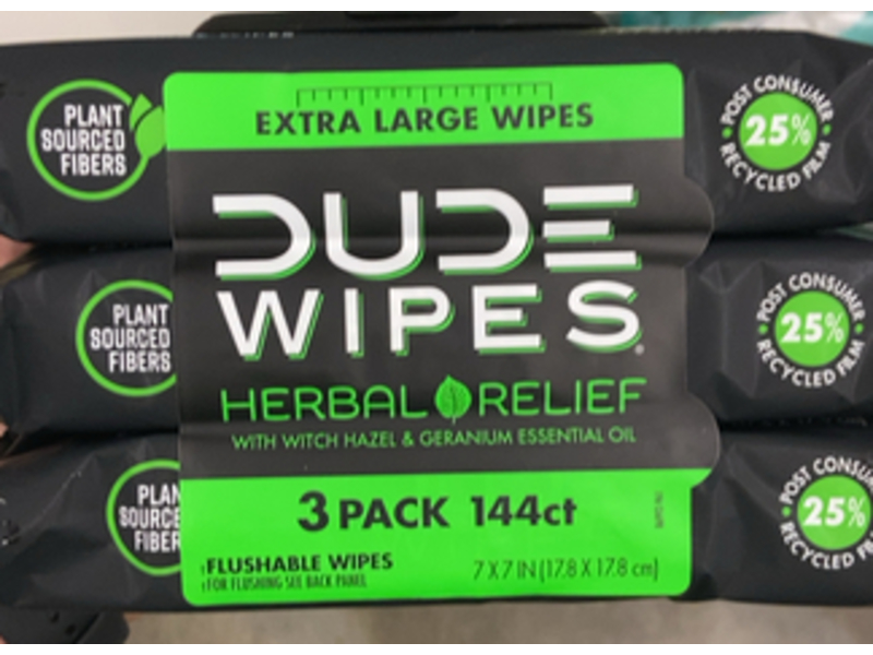 Dude Wipes Heral Relief Flushable Wipes, 144 Count