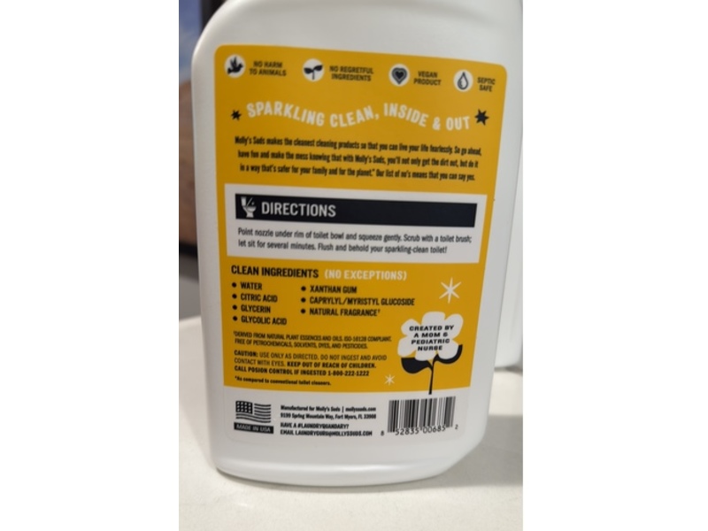 Molly's Suds Toilet Bowl Cleaner, 23 fl oz/880 mL, Pack Of 3