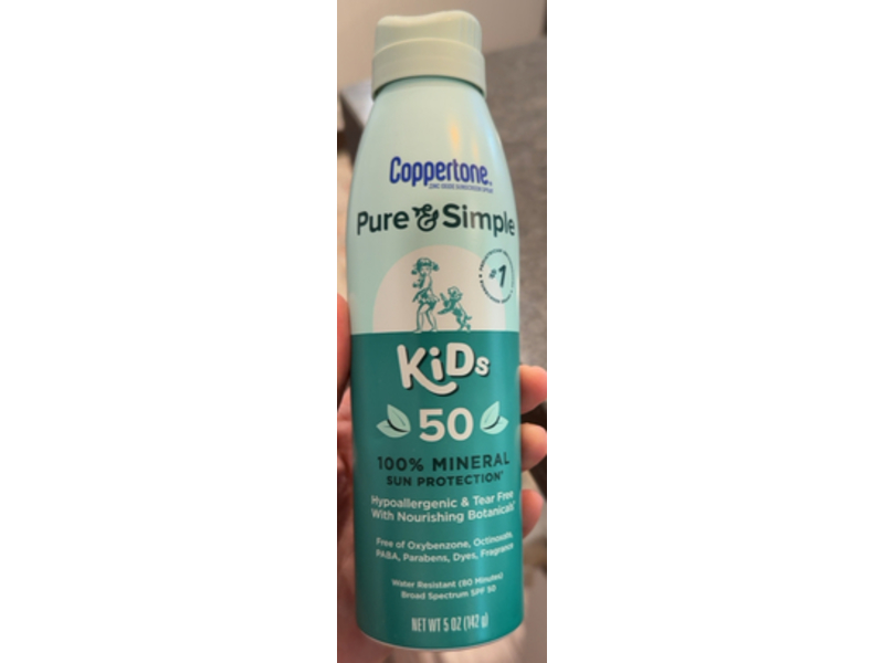 Coppertone Pure & Simple Sunscreen Spray, SPF 50, 5 oz/142 g"