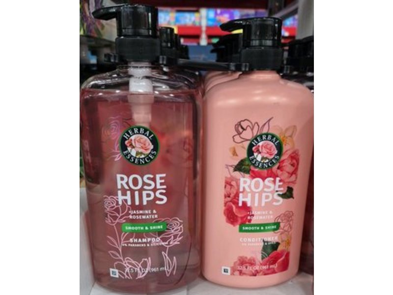 Herbal Essences Smooth & Shine Shampoo & Conditioner Duo, Rose Hips + Jasmine & Rosewater, 32.5 fl oz/961 mL