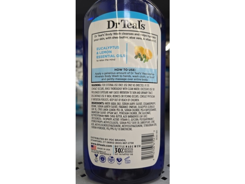 Dr Teal's Pure Epsom Salt Body Wash, Restorative Minerals, 24 fl oz/710 mL