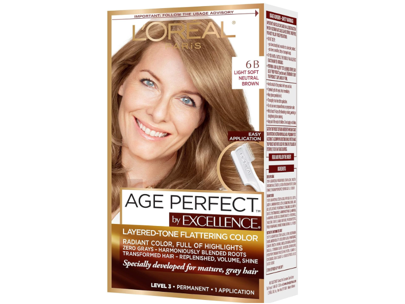 L'Oreal Paris Age Perfect By Excellence Permanent Hair Color Kit, 6B Light Soft Neutral Brown