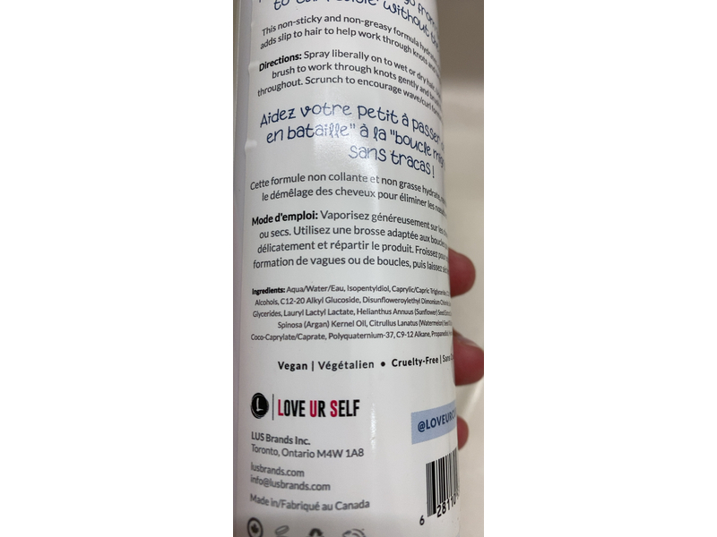 LUS Love Ur Curls Kids Detangler Leave-In-Conditioner, 8.5 fl oz/250 mL