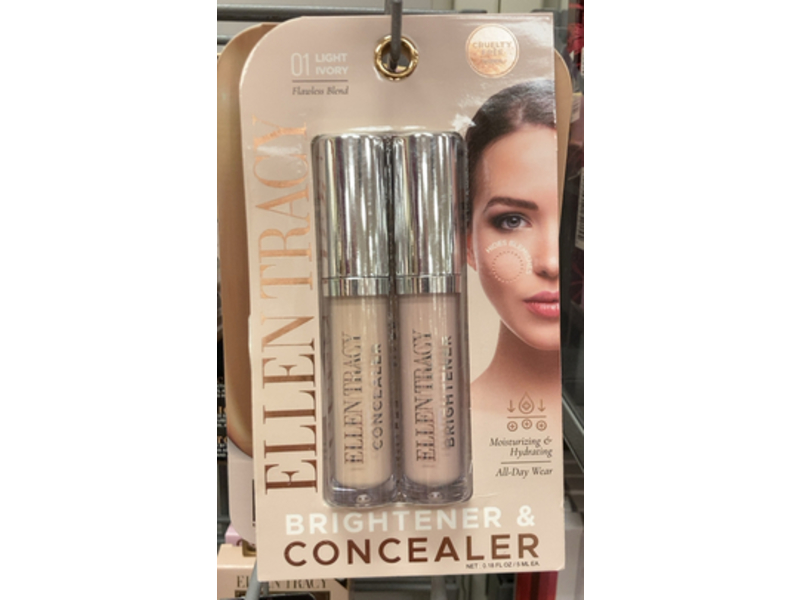 Ellen Tracy Brightener & Concealer, 01 Light Ivory, 0.18 fl oz/5 mL