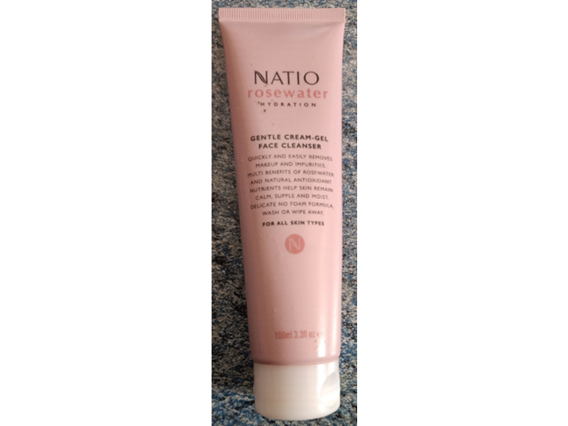 Natio Gentle Cream-Gel Face Cleanser, Rosewater, 3.3 fl oz/100 ml