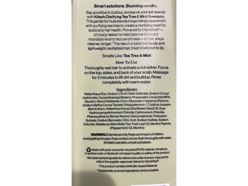 Kitsch Clarifying Shampoo, Tea Tree & Mint, 12 fl oz/355 mL