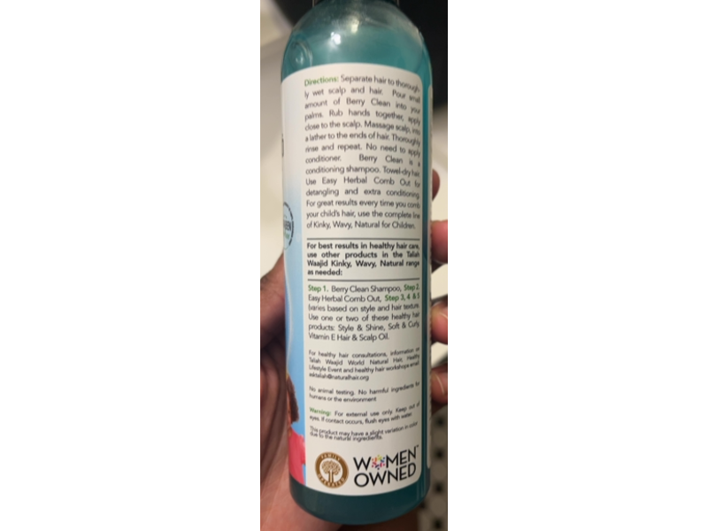 Taliah Waajid Kinky Wavy Natural Berry Clean 3 In 1 Shampoo, Bilberry & Shamomile, 8 fl oz/236 mL