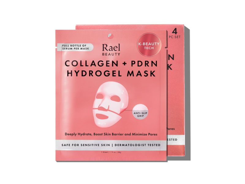 Rael Beauty Hydrogel Mask, Collagen + PDRN, 1.19 oz/34 g, Pack Of 4
