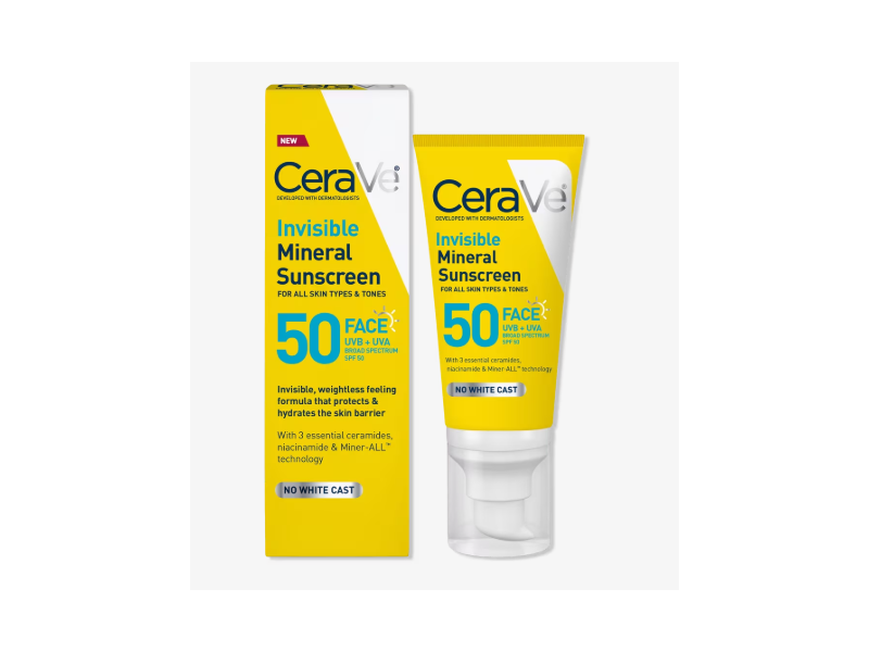 CeraVe Invisible Mineral Sunscreen, SPF 50, 1.62 oz/48 mL