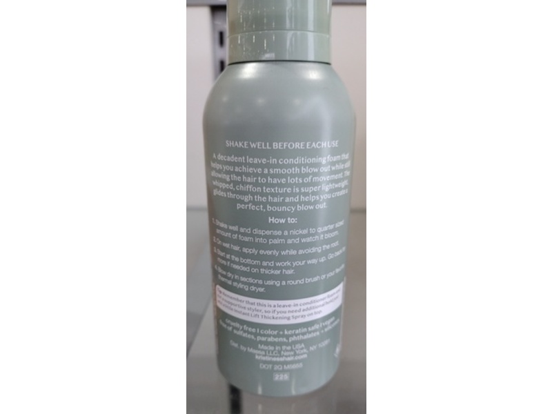 Kristin Ess Velvet Finish Softening Blow Dry Foam, 5.6 oz/165 mL