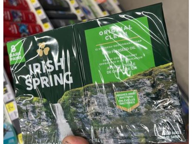 Irish Spring Soap Bars, Original Clean, 29.6 oz/838.4 g, Count 8