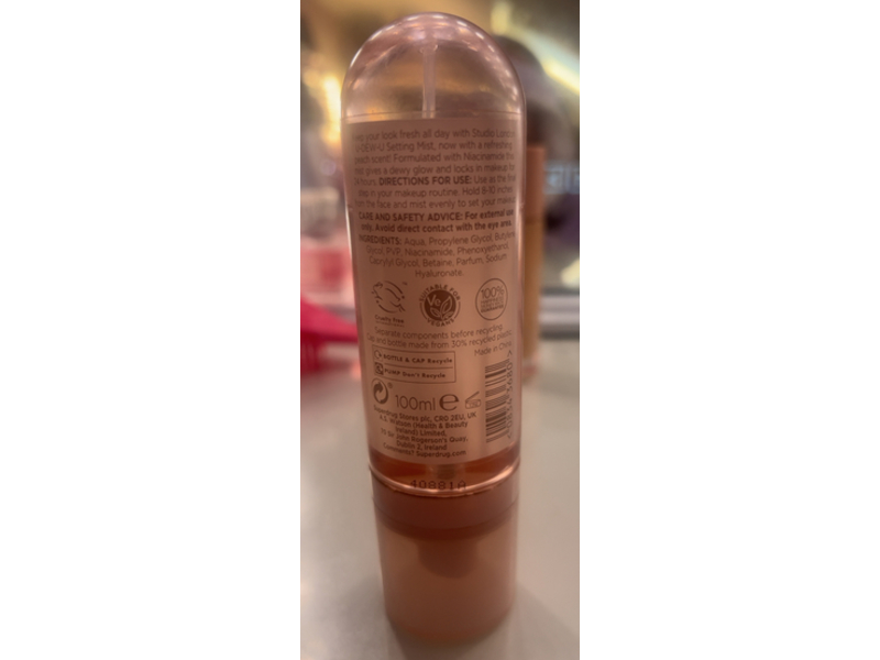 Studio London By Superdrug Feelin' Peachy U-Dew-U Setting Mist, Peach Scent, 100 mL