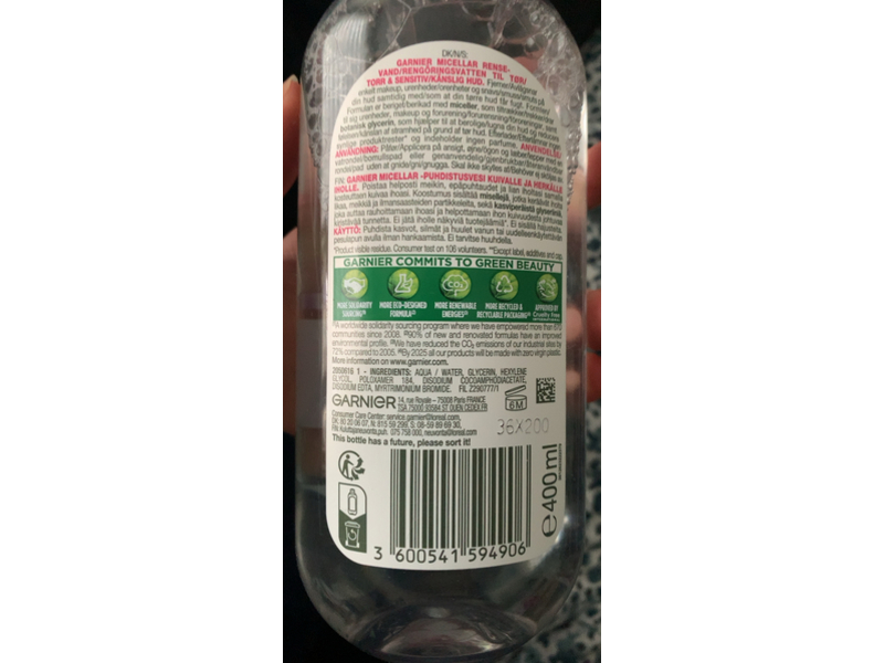 Garnier Skin Active All - In - 1 Micellar Cleansing Water, Dry & Sensitive Skin, 400 mL