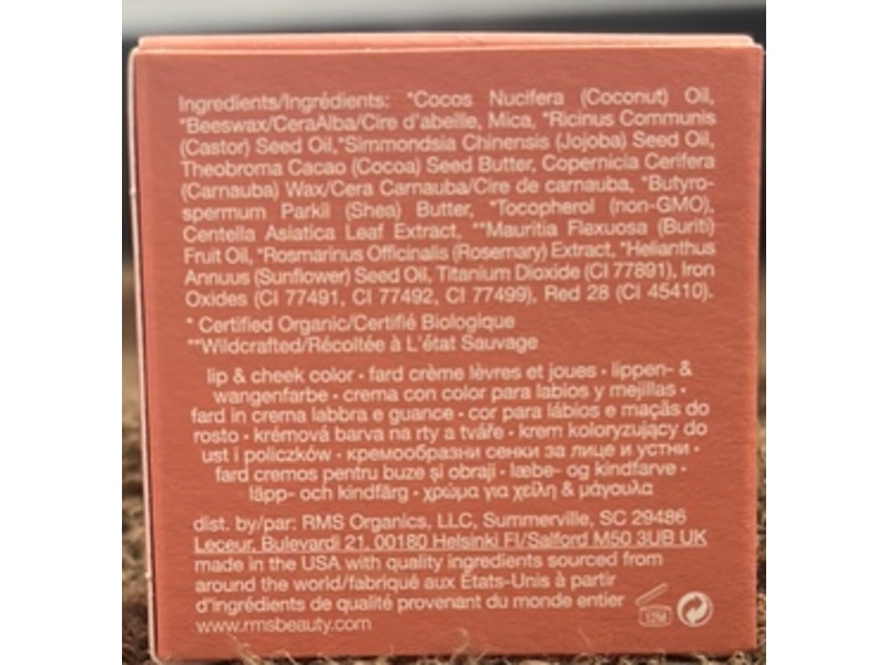 RMS Beauty Lip2Cheek Cream Blush & Lip Tint, Crystal Slipper, 0.17 oz/4.82 g