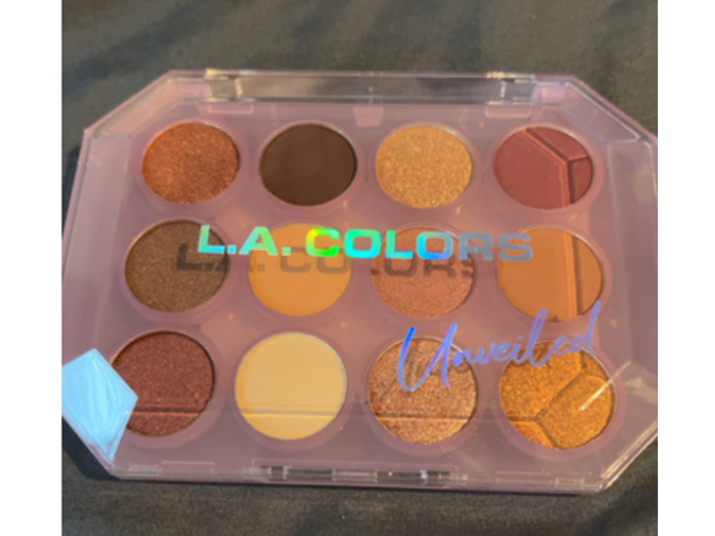 L.A. Colors 12 Color Eyeshadow Palette, Unveiled C69011, 12 g