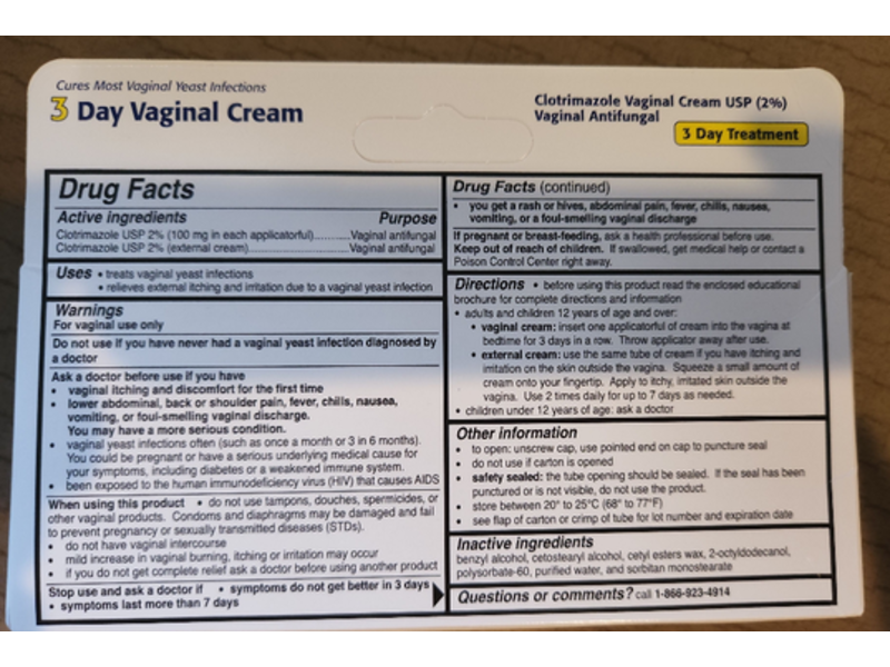 Clotrimazole 3 Day Vaginal Cream, 0.74 oz/21 g