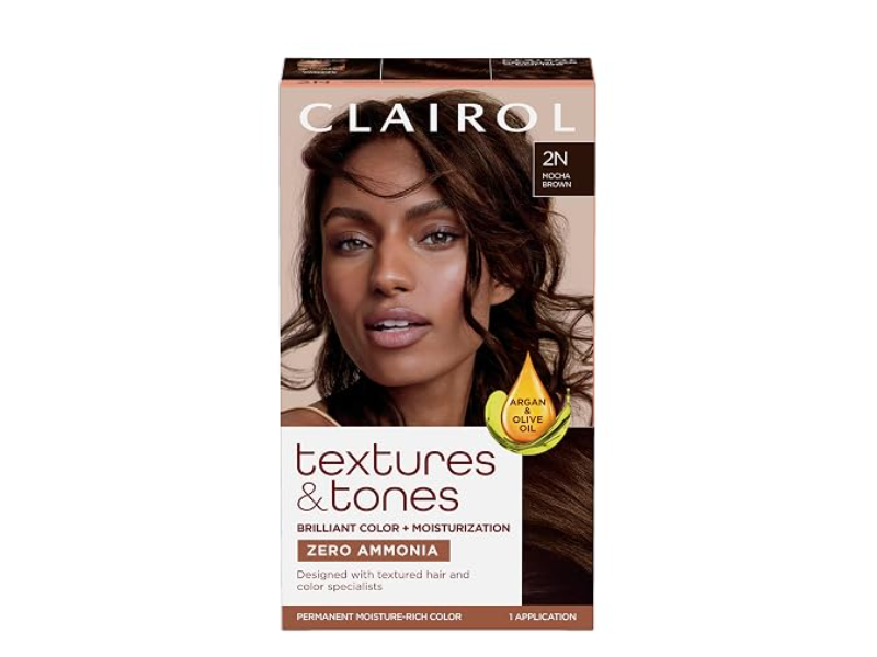 Clairol Textures & Tones Permanent Hair Color, 2N Mocha Brown, 1 Application