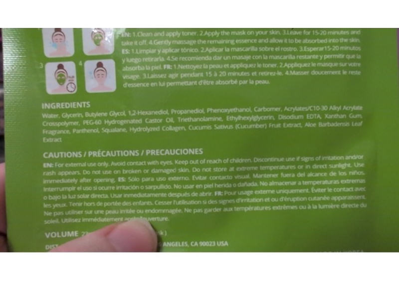 Original Derma Beauty Aloe Collagen Essence Mask, 0.77 fl oz/23 mL, 24 Count