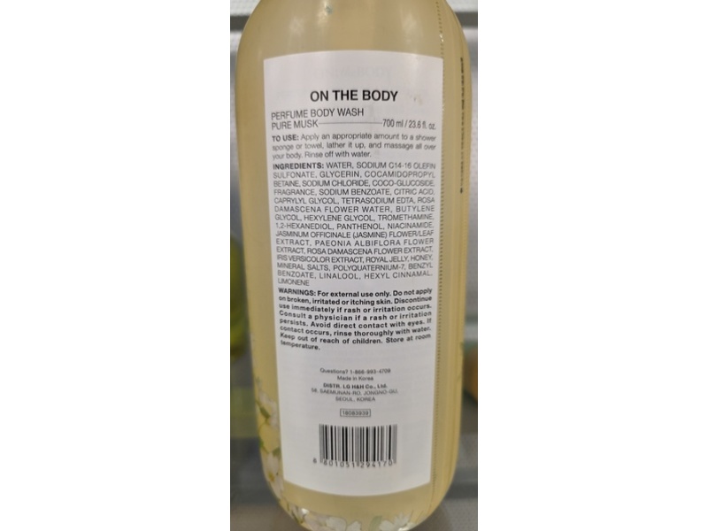 On The Body Perfume Body Wash, Pure Musk, 730 g