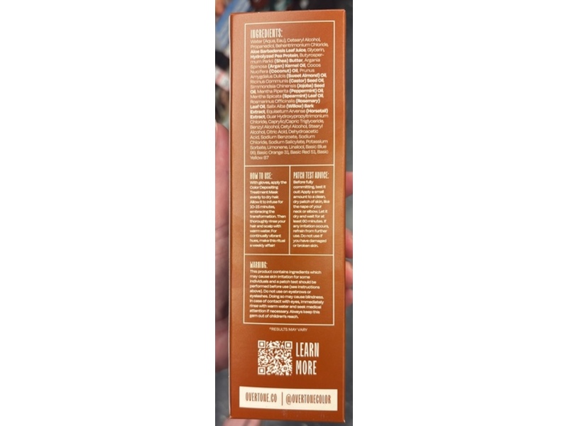 Overtone Semi-Permanent Hair Color Depositing Treatment Mask, Golden Copper, 4.5 fl oz/133 mL
