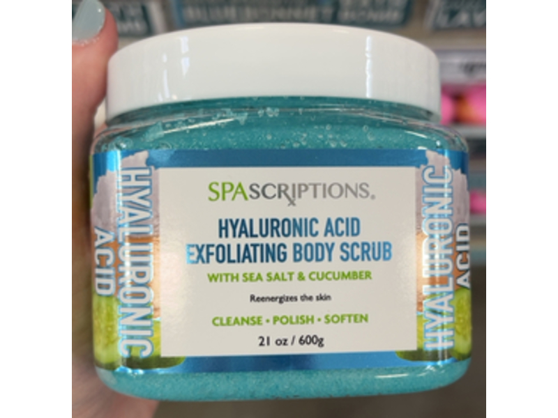 Spascriptions Hyaluronic Acid Exfoliating Body Scrub, Sea Salt & Cucumber, 21 oz/600 g