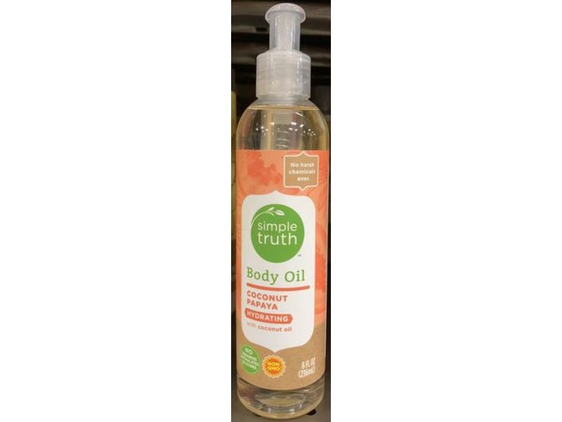 Simple Truth Body Oil, Coconut, Papaya, 8 fl oz/236 mL