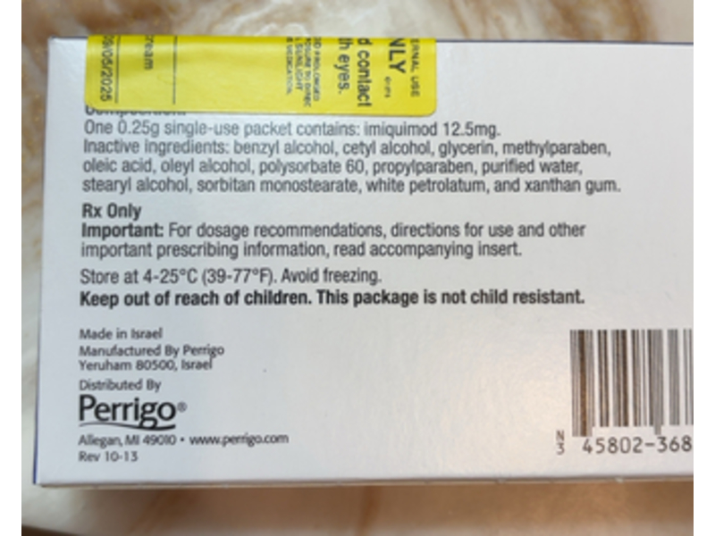Imiquidmod Cream 5%, 0.25g x 24, Perrigo (Rx)
