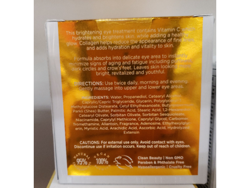 Clear Beauty Brightening Eye Cream, Vitamin C & Collagen, 1.01 fl oz/30 mL