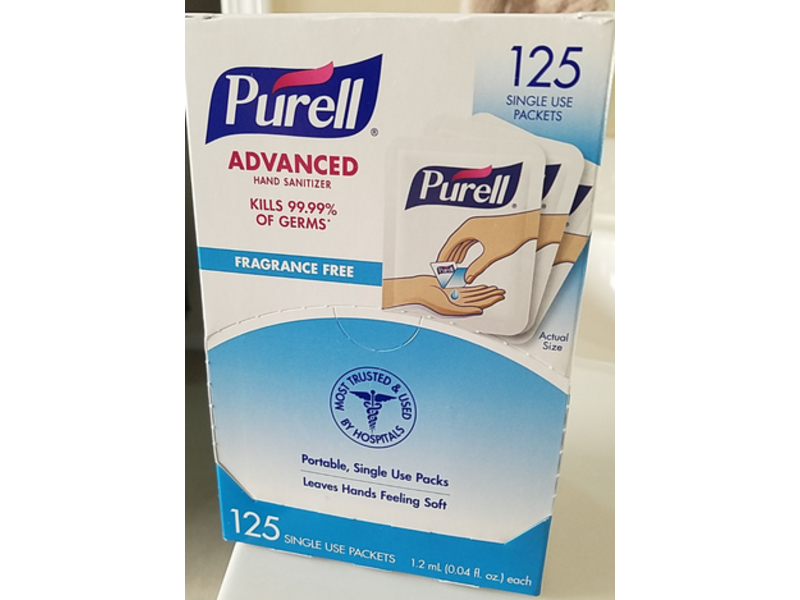 Purell Advanced Hand Sanitizer, Fragrance Free, 125 Count