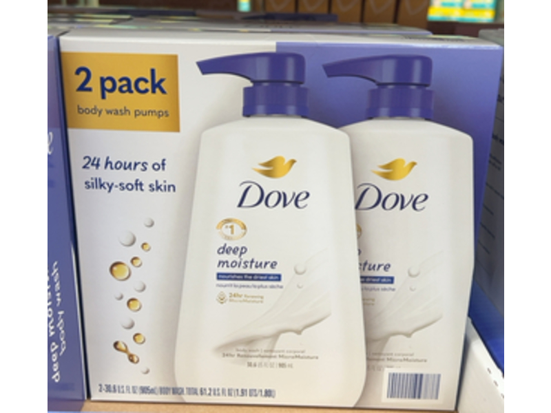 Dove Deep Moisture Renewing Body Wash, 30.6 fl oz/905 mL, Pack Of 2