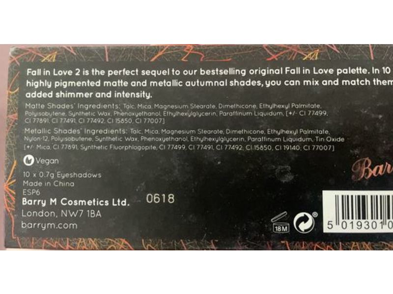Barry M Cosmetics Fall In Love 2 Matte & Metallic Eyeshadow Palette