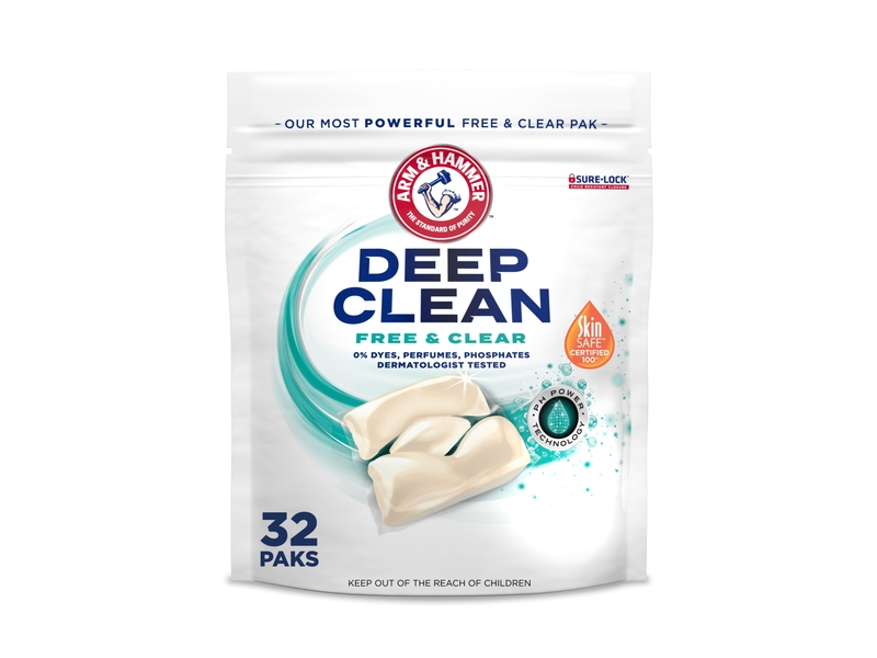 Arm & Hammer Deep Clean Concentrated Laundry Detergent Paks, Free & Clear, 640 g, 32 Count