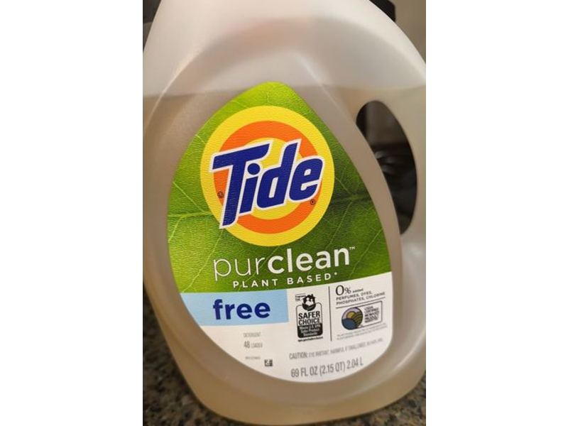 Tide Pureclean Plant Based Liquid Laundry Detergent, Free, 69 fl oz/2.04 L