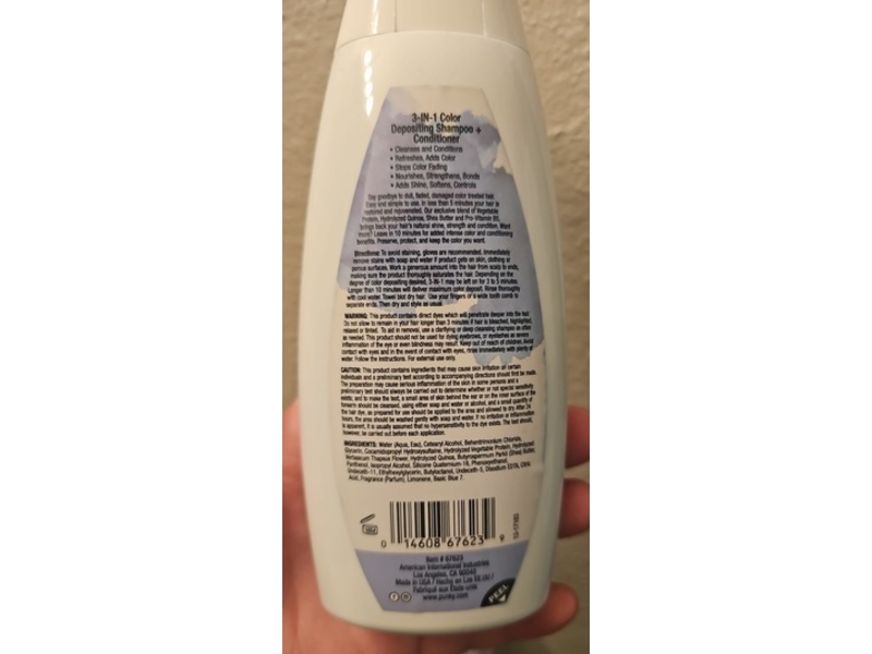 Punky 3 In 1 Depositing Shampoo + Conditioner, Bluemania, 8.5 fl oz/250 mL