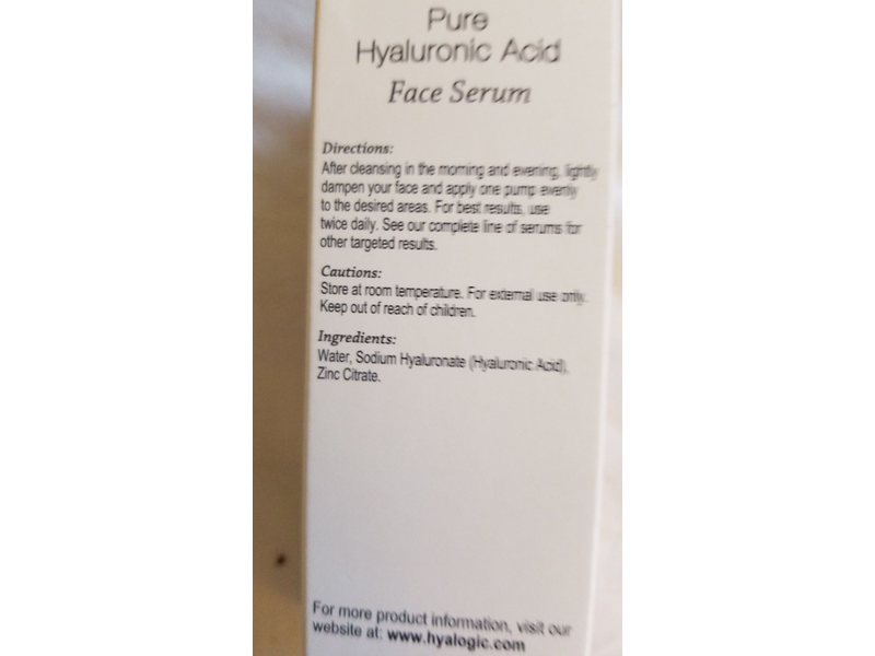 Hyalogic Pure Hyaluronic Acid Face Serum, 47 fl oz/30 mL