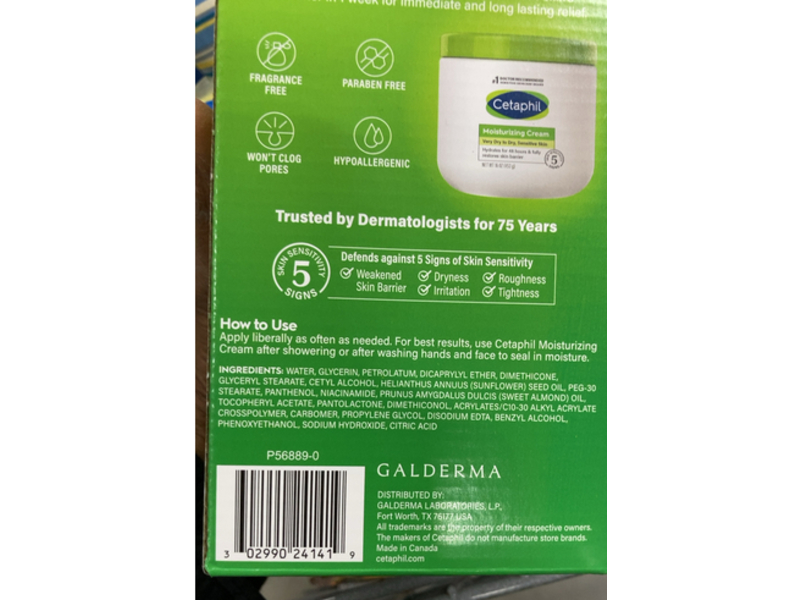 Cetaphil Moisturizing Cream, 16 oz/453 g, Pack Of 2