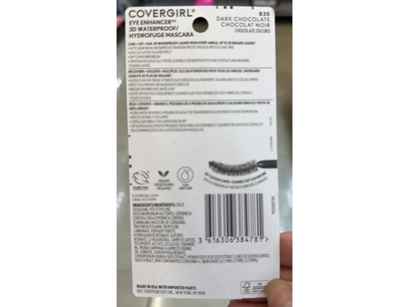 Covergirl Eye Enhance Waterproof Mascara, 835 Dark Chocolate, 0.3 fl oz/835 mL