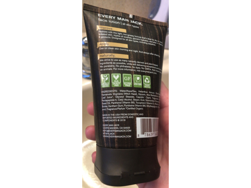 Every Man Jack Face Lotion, Sandalwood, 4.2 fl oz/125 mL
