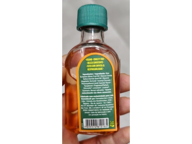 Lola Pinga Heat Protection Oil, Cenoura & Oliva, 1.6 fl oz/50 mL