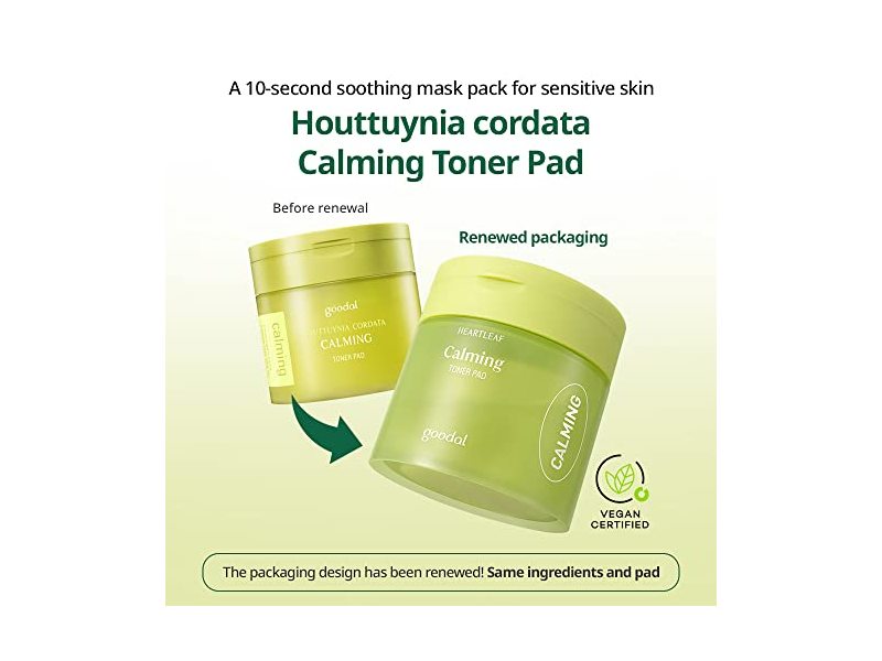 GOODAL Heart Leaf Calming Toner Pads for All Skin Types, Houttuynia Cordata (2022 Ver.)