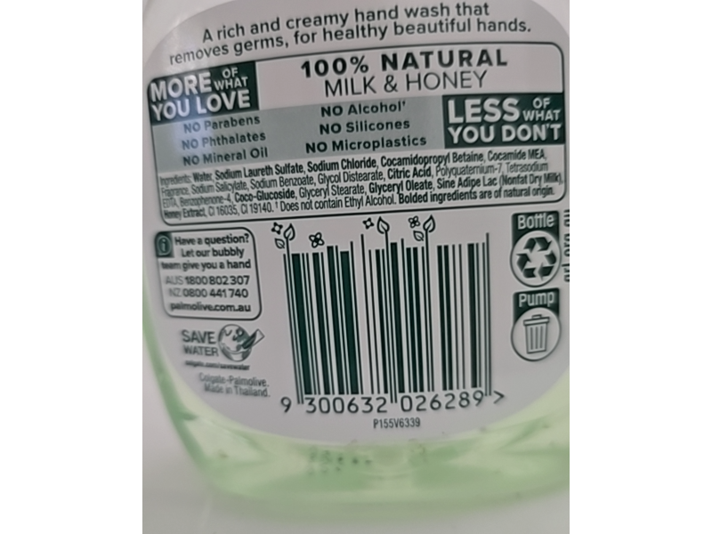 Palmolive Naturals Refreshing Hand Wash Milk and Honey 250mL