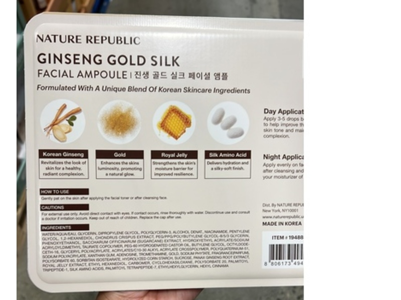 Nature Republic Moisturize & Illuminate Facial Ampoule, Ginseng Gold Silk, 3.38 fl oz/100 mL