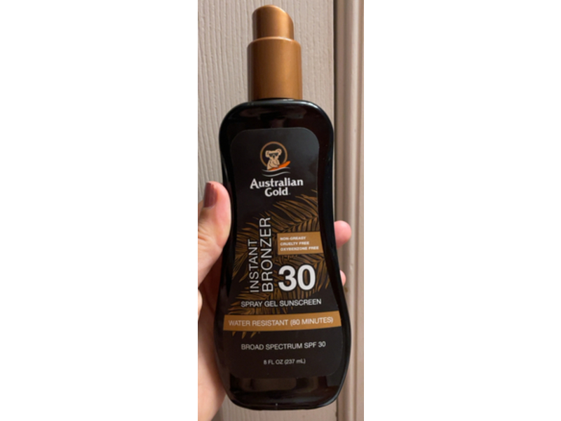 Australian Gold Instant Bronzer Spray Gel Sunscreen, SPF 30, 8 fl oz/237 mL